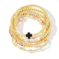 14K Gold Plated Pearl Beaded Cross Bracelets Stack Set for Women,Stretch Boho Colorful Christian Beads Ball Jewelry Friendship Summer Trendy Gift