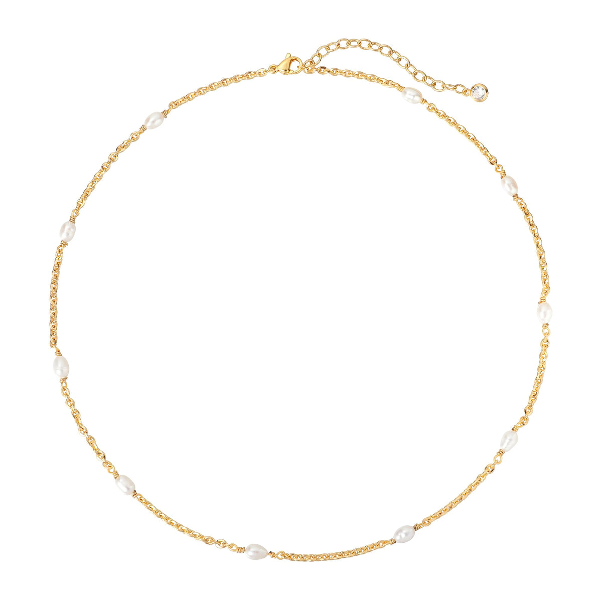 MTMY Beaded Necklaces for Women 14K Gold Plated Dainty Colorful Green/Rose Beaded Pearl Choker Necklace Delicate Boho Choker Necklace Jewelry Gift