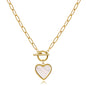 18K Gold Necklace for Women Trendy White Natural Shells Toggle Clasp