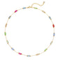 MTMY Beaded Necklaces for Women 14K Gold Plated Dainty Colorful Green/Rose Beaded Pearl Choker Necklace Delicate Boho Choker Necklace Jewelry Gift