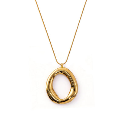 18K Gold Plated Irregular Pendant Chunky Statement Necklace for Women