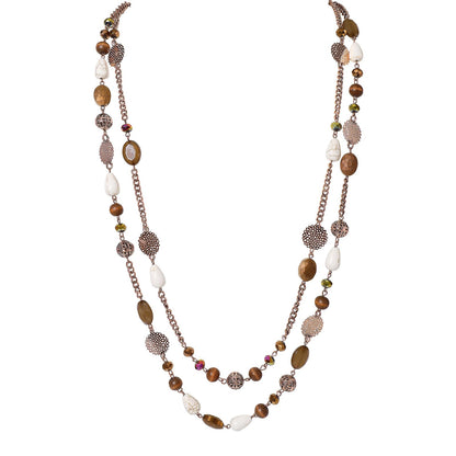 Bocar Long Necklaces for Women Trendy, Boho Layered Crystal Beaded Collar Necklaces for Women, Fashion Statement Necklaces Jewelry