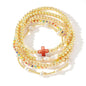 14K Gold Plated Pearl Beaded Cross Bracelets Stack Set for Women,Stretch Boho Colorful Christian Beads Ball Jewelry Friendship Summer Trendy Gift