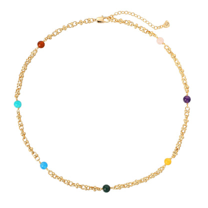 MTMY Beaded Necklaces for Women 14K Gold Plated Dainty Colorful Green/Rose Beaded Pearl Choker Necklace Delicate Boho Choker Necklace Jewelry Gift