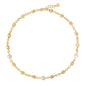 MTMY Beaded Necklaces for Women 14K Gold Plated Dainty Colorful Green/Rose Beaded Pearl Choker Necklace Delicate Boho Choker Necklace Jewelry Gift