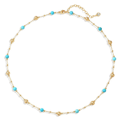 MTMY Beaded Necklaces for Women 14K Gold Plated Dainty Colorful Green/Rose Beaded Pearl Choker Necklace Delicate Boho Choker Necklace Jewelry Gift