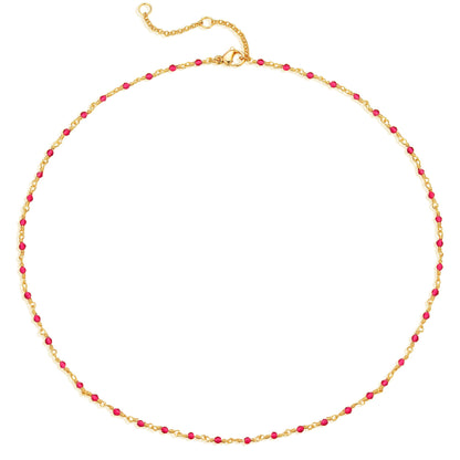 MTMY Beaded Necklaces for Women 14K Gold Plated Dainty Colorful Green/Rose Beaded Pearl Choker Necklace Delicate Boho Choker Necklace Jewelry Gift