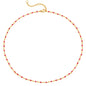 MTMY Beaded Necklaces for Women 14K Gold Plated Dainty Colorful Green/Rose Beaded Pearl Choker Necklace Delicate Boho Choker Necklace Jewelry Gift