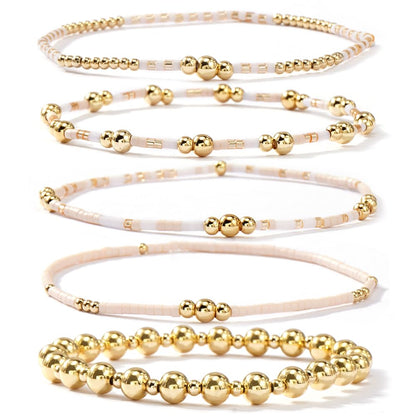 14K Gold Plated Pearl Beaded Cross Bracelets Stack Set for Women,Stretch Boho Colorful Christian Beads Ball Jewelry Friendship Summer Trendy Gift
