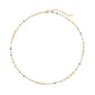 MTMY Beaded Necklaces for Women 14K Gold Plated Dainty Colorful Green/Rose Beaded Pearl Choker Necklace Delicate Boho Choker Necklace Jewelry Gift