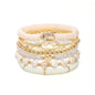 GOOJIDS Surfer Heishi Clay Bead Bracelets for Women Bohemian Stackable Gold Plated Beaded Stretch Bracelets Elastic Layering Friendship Bracelets Set Boho Jewelry