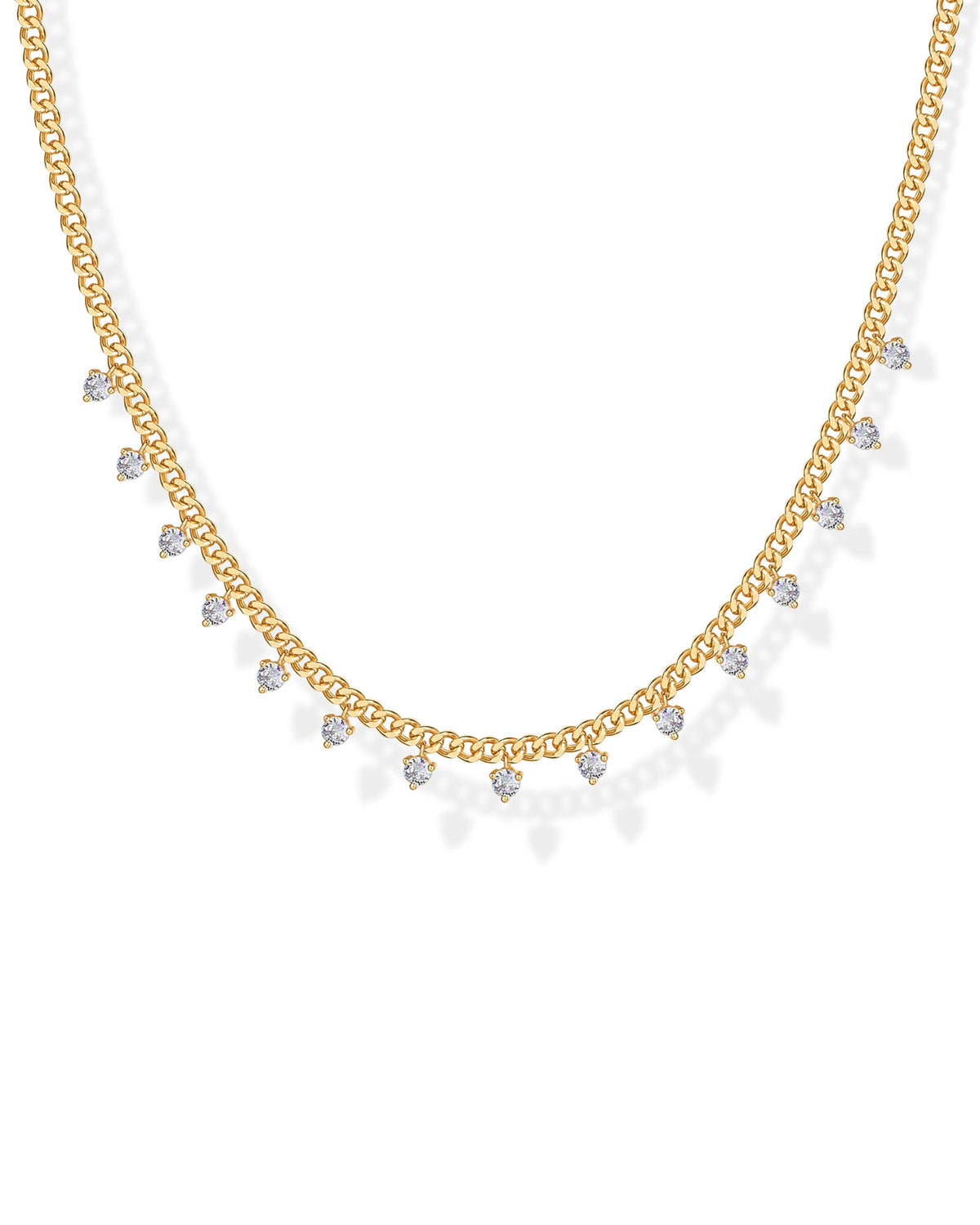 PAVOI Layering Necklace for Women, 14K Gold Plated Station CZ Chain