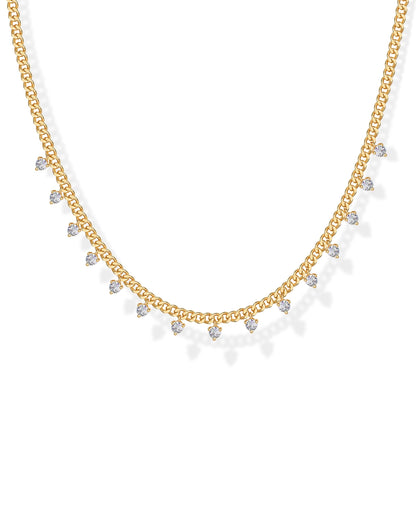 PAVOI Layering Necklace for Women, 14K Gold Plated Station CZ Chain