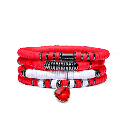GOOJIDS Surfer Heishi Clay Bead Bracelets for Women Bohemian Stackable Gold Plated Beaded Stretch Bracelets Elastic Layering Friendship Bracelets Set Boho Jewelry