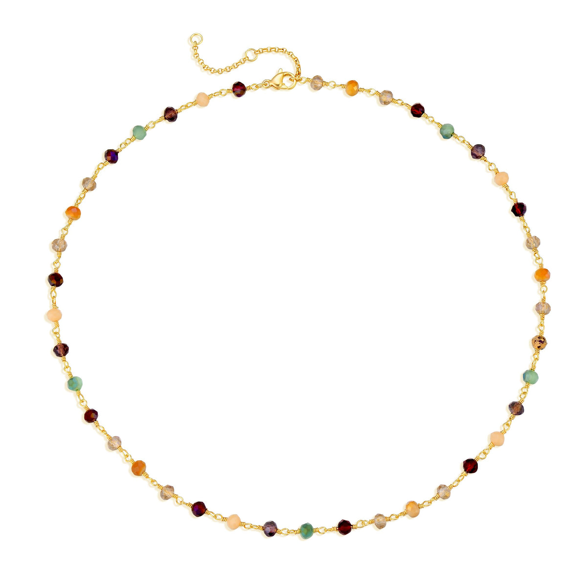 MTMY Beaded Necklaces for Women 14K Gold Plated Dainty Colorful Green/Rose Beaded Pearl Choker Necklace Delicate Boho Choker Necklace Jewelry Gift