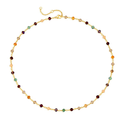 MTMY Beaded Necklaces for Women 14K Gold Plated Dainty Colorful Green/Rose Beaded Pearl Choker Necklace Delicate Boho Choker Necklace Jewelry Gift