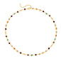 MTMY Beaded Necklaces for Women 14K Gold Plated Dainty Colorful Green/Rose Beaded Pearl Choker Necklace Delicate Boho Choker Necklace Jewelry Gift
