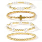 14K Gold Plated Pearl Beaded Cross Bracelets Stack Set for Women,Stretch Boho Colorful Christian Beads Ball Jewelry Friendship Summer Trendy Gift