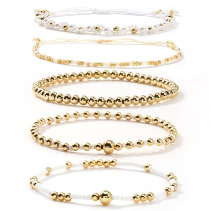 14K Gold Plated Pearl Beaded Cross Bracelets Stack Set for Women,Stretch Boho Colorful Christian Beads Ball Jewelry Friendship Summer Trendy Gift