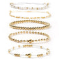 14K Gold Plated Pearl Beaded Cross Bracelets Stack Set for Women,Stretch Boho Colorful Christian Beads Ball Jewelry Friendship Summer Trendy Gift