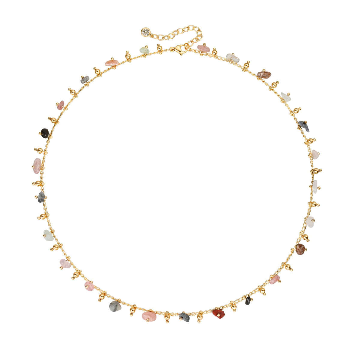 MTMY Beaded Necklaces for Women 14K Gold Plated Dainty Colorful Green/Rose Beaded Pearl Choker Necklace Delicate Boho Choker Necklace Jewelry Gift