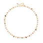 MTMY Beaded Necklaces for Women 14K Gold Plated Dainty Colorful Green/Rose Beaded Pearl Choker Necklace Delicate Boho Choker Necklace Jewelry Gift
