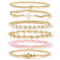 14K Gold Plated Pearl Beaded Cross Bracelets Stack Set for Women,Stretch Boho Colorful Christian Beads Ball Jewelry Friendship Summer Trendy Gift