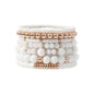 GOOJIDS Surfer Heishi Clay Bead Bracelets for Women Bohemian Stackable Gold Plated Beaded Stretch Bracelets Elastic Layering Friendship Bracelets Set Boho Jewelry