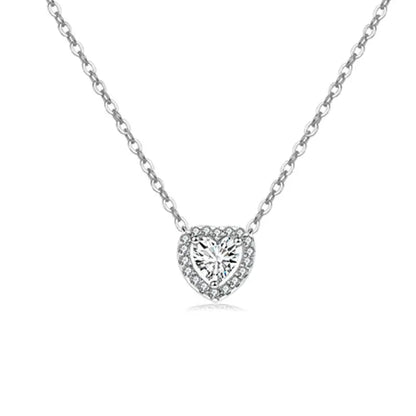Women's Princess Cut Pendant Necklace - Delicate Heart-Round Cluster Halo Chain, Minimalist Aesthetic Solitaire Jewelry, Casual Outfits Women Accessory, Trendy Birthday Christmas Gift