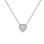 Women's Princess Cut Pendant Necklace - Delicate Heart-Round Cluster Halo Chain, Minimalist Aesthetic Solitaire Jewelry, Casual Outfits Women Accessory, Trendy Birthday Christmas Gift
