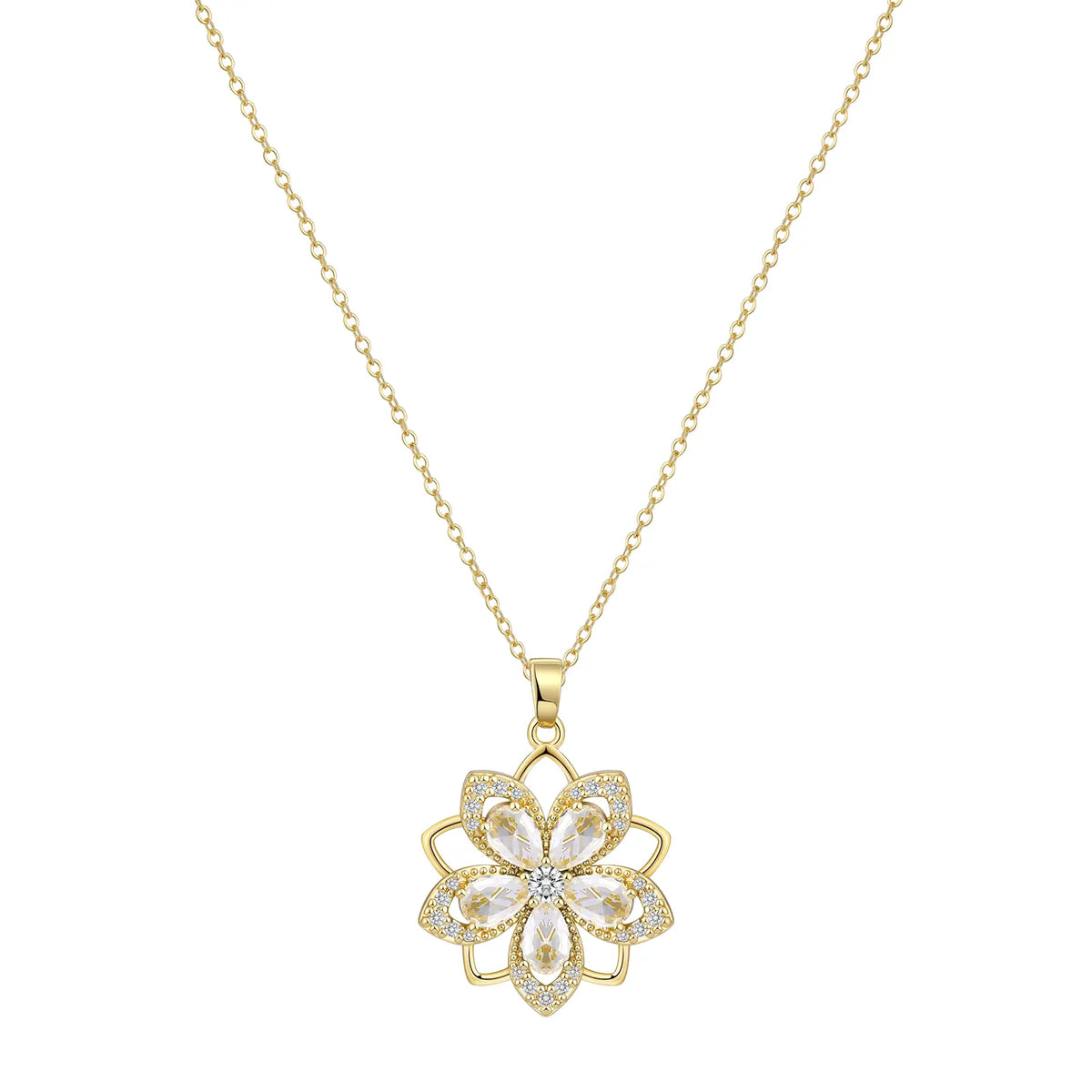 VENOCO Women's April Birthstone Redbud Flower Necklace, 14K Gold-Plated Silver Rotatable Crystal Pendant, Adjustable Spinning Fidget Decompression Choker, Summer Whimsical Jewelry, Gf Gift Accessories for Women