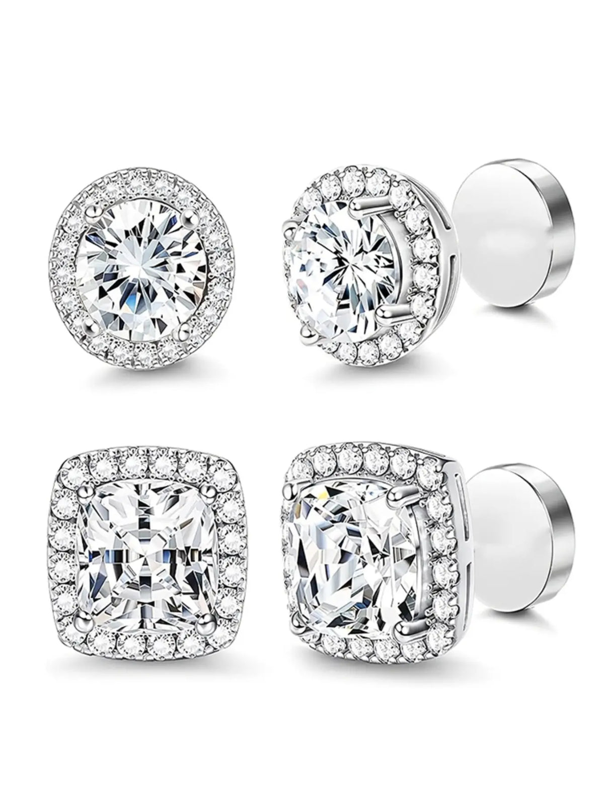 Women's Elegant Rhinestone Clip Earrings Set, High-Quality Stainless Steel, Perfect for All Seasons, DIY Party Accessories