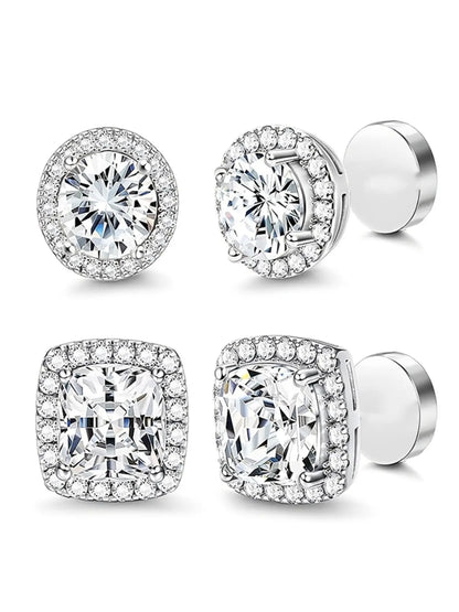 Women's Elegant Rhinestone Clip Earrings Set, High-Quality Stainless Steel, Perfect for All Seasons, DIY Party Accessories