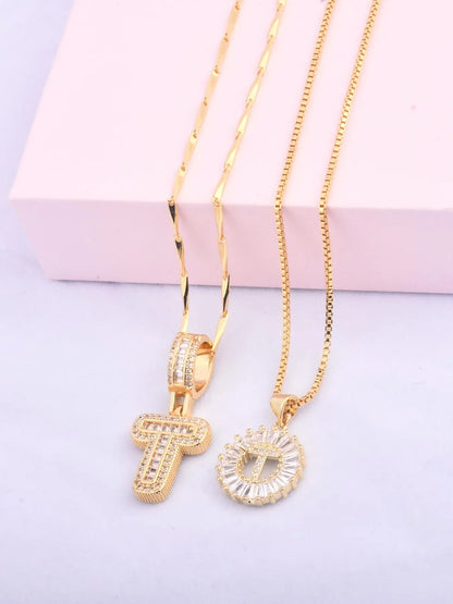 Initials Necklace with Box, 26 Letters Pendant Necklace, Alphabet Letter Necklace for Women & Girls, Fashion Jewelry for Party, Daily Decor, Trendy All-match & Exquisite Jewelry for Birthday Gift, Personalized Initial Necklace, Fashionable Accessory