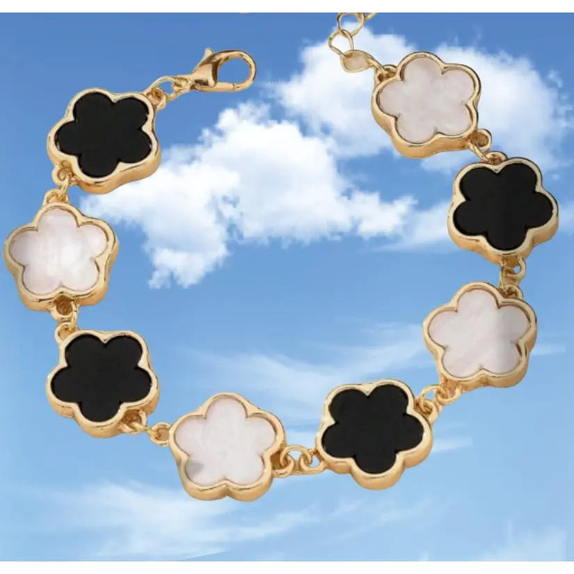 Women's Leopard Chain Bracelet Gold Link Cute Five Petal Flower Charm Resin Cheetah Print Statement Jewelry for Clubwear Gifts