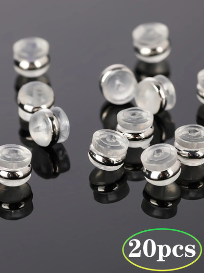 20PCS Silicone Earring Backs – Soft Hypoallergenic Clear Locking Backs for Studs & Dangle Earrings, Secure Support for Heavy Earrings, DIY Jewelry Accessories, Earring Backings
