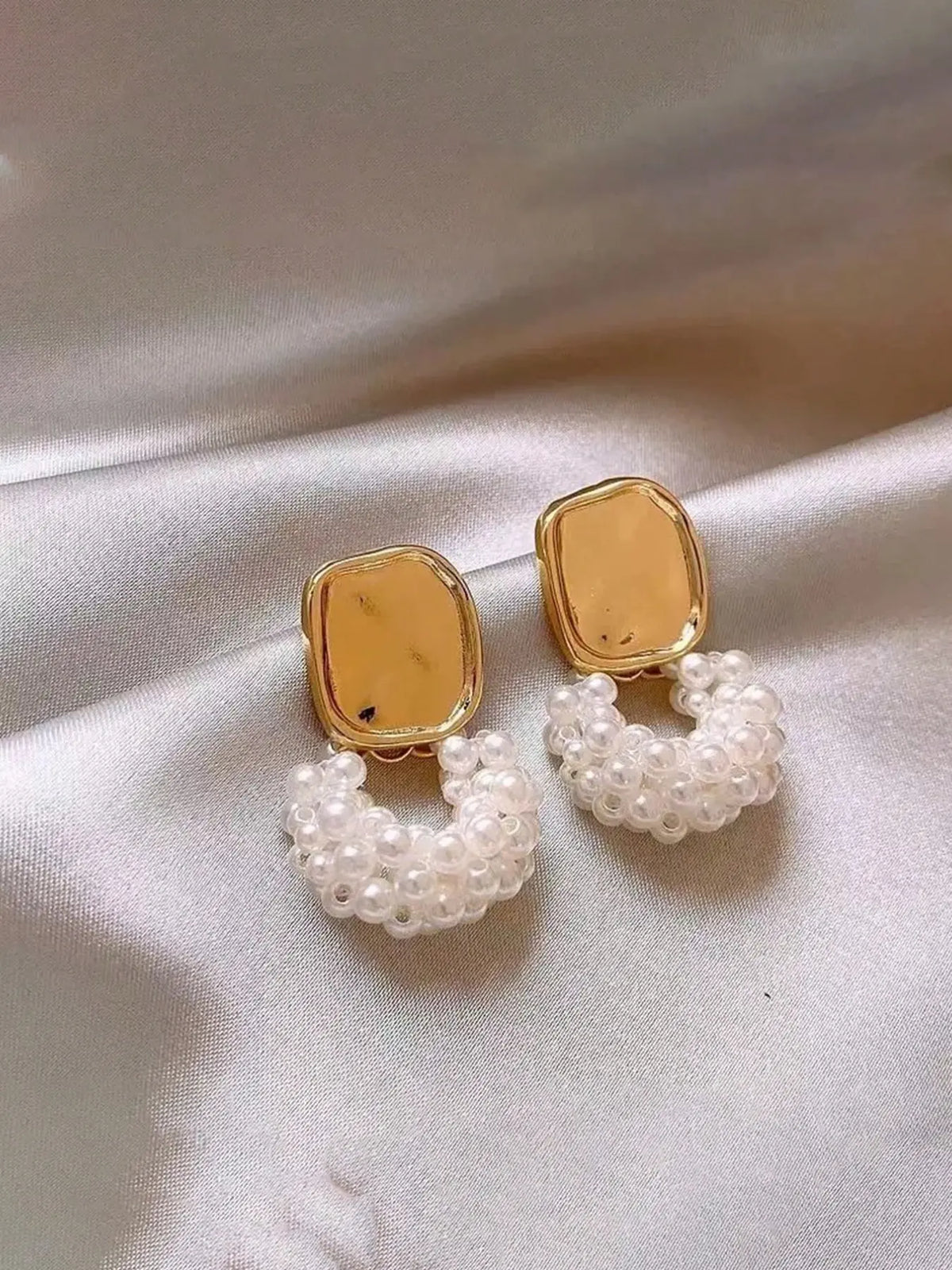 Vintage Round Faux Pearl Shell Drop Heart Shape Earrings, 4 Pairs/set, Earring Pack, Earring Stacking Set, French Style Design, Ideal for Everyday & Special Occasions, Versatile Accessory, Exquisite Jewelry Gift, Earring Stacks