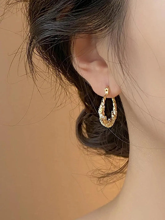 Women's Twist Design Hoop Shape Earrings, Dainty Lightweight Hoops, Fashion Jewelry for Party, Daily Clothing Decor, All-match & Exquisite Jewelry for Birthday Gift, Bridesmaid Jewelry, High Quality Earrings, Jewelry Accessories, Circular Hoop Earrings