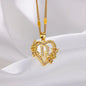 New Fashion Letter Detail Heart Shaped Pendant Necklace, Love Necklace for Women for Summer, Rhinestone & Flower Decor Stainless Steel Matching Necklace Jewelry, Girl's Temperament Cloths Accessory for Daily Wear