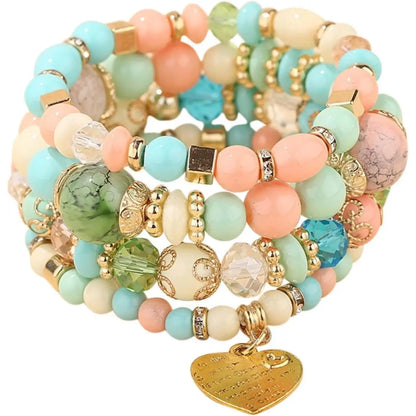 Women Beaded Bracelet Set| Colorful Boho Stackable Trendy Design with Crystal Accents Multilayer Bangle Bracelet| Fashion Stretch Braclets Jewelry for Women