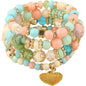 Women Beaded Bracelet Set| Colorful Boho Stackable Trendy Design with Crystal Accents Multilayer Bangle Bracelet| Fashion Stretch Braclets Jewelry for Women