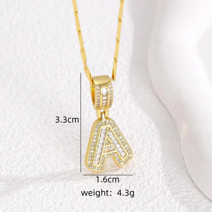 Women's Full diamond Rock sugar 26 letters Pendant Necklace Set Copper with zircon and gold plating Gold‑plated Round shape Flowers Fashion Accessories Layered Jewelry Set