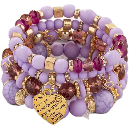 Women Beaded Bracelet Set| Colorful Boho Stackable Trendy Design with Crystal Accents Multilayer Bangle Bracelet| Fashion Stretch Braclets Jewelry for Women