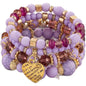Women Beaded Bracelet Set| Colorful Boho Stackable Trendy Design with Crystal Accents Multilayer Bangle Bracelet| Fashion Stretch Braclets Jewelry for Women