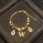 Women's Gold-Tone Mixed Charm Beaded Bracelet - A-Z Initial Letters Available, Fashion Costume Jewelry Gift