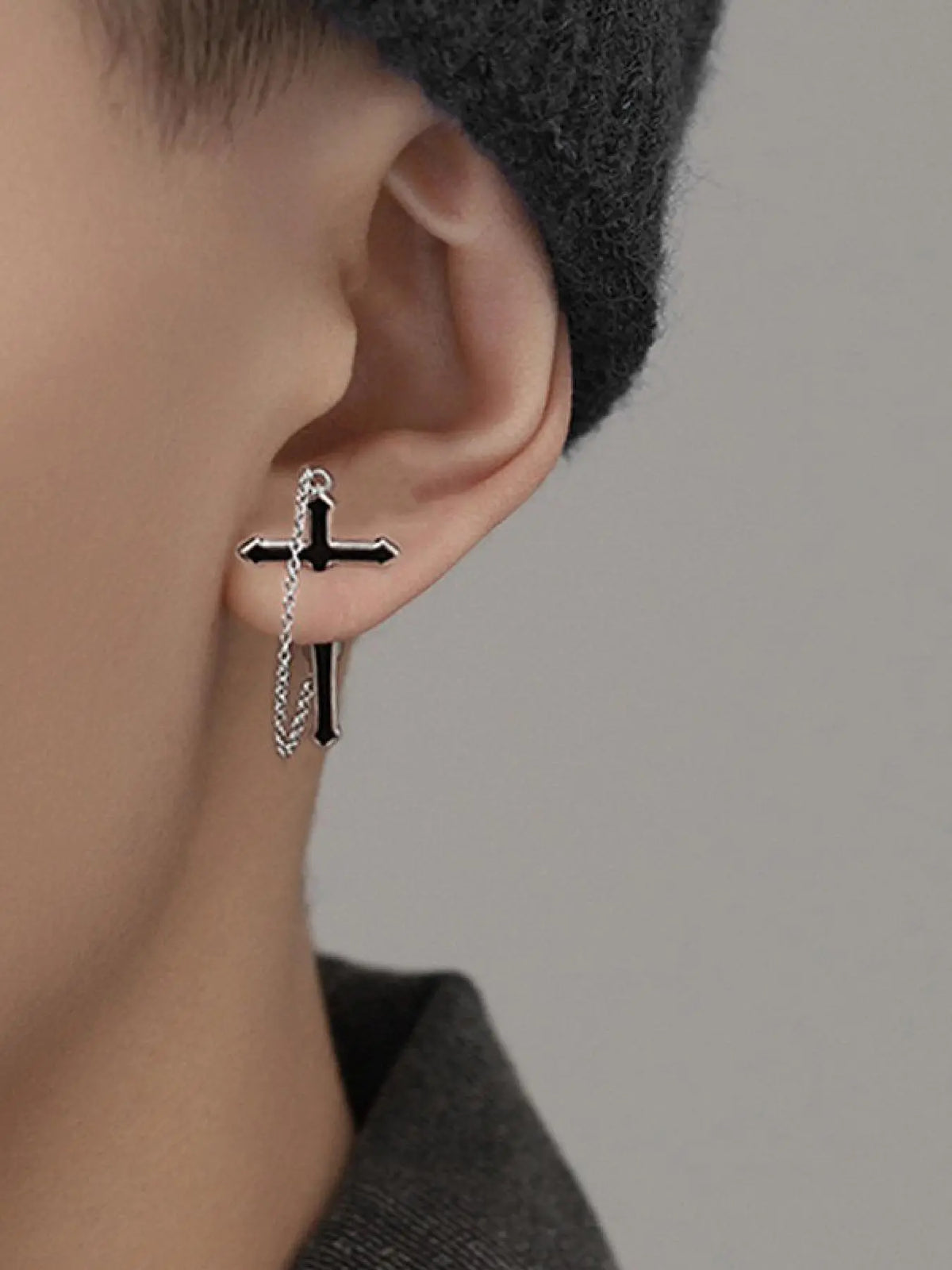 Cross Design Chain Dangle Statement Earrings, Fashionable Jewelry for Women & Men, Trendy All-match & Exquisite Jewelry for Birthday Gift