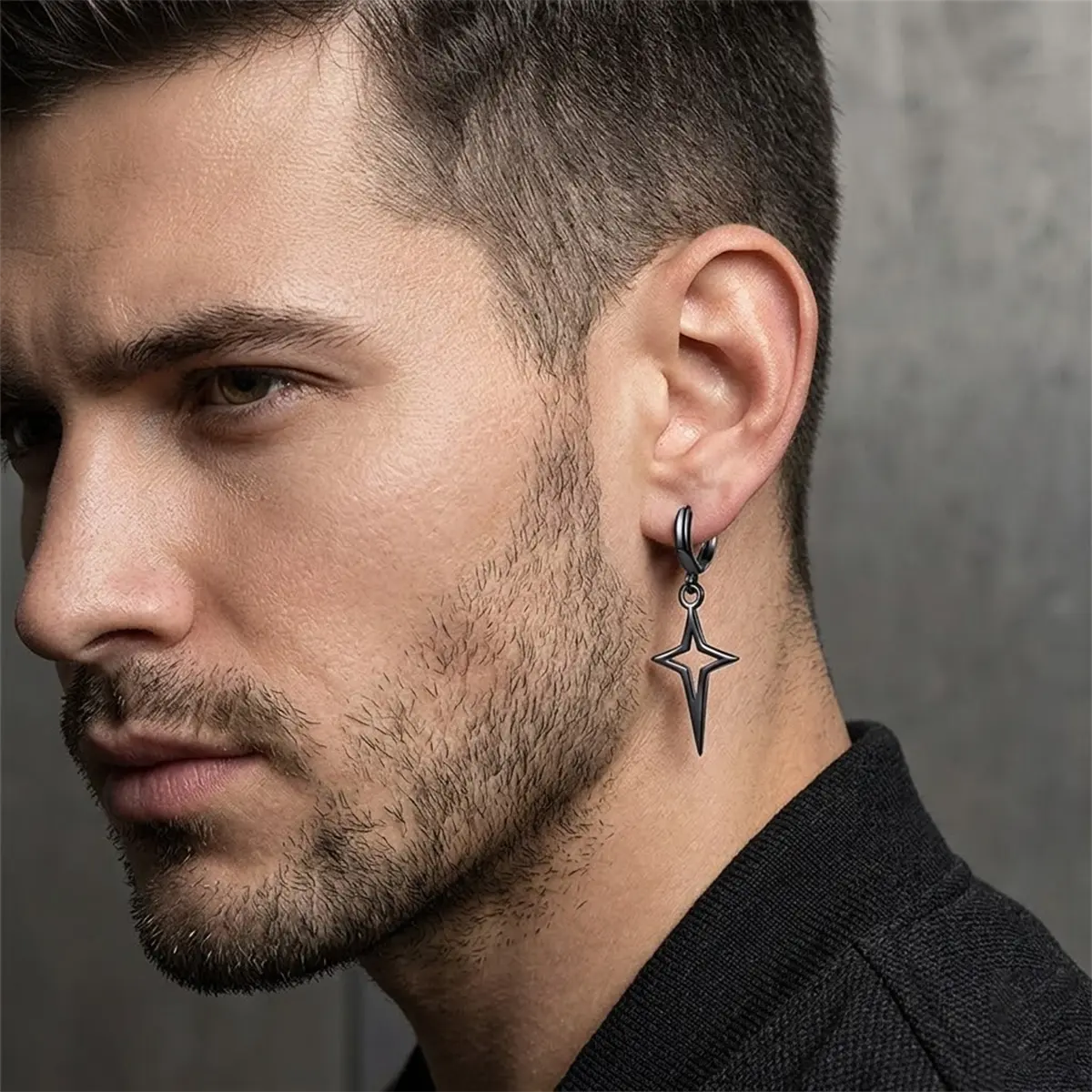 Cross star earrings, personalized punk style, fashionable adult earrings, suitable for parties, birthdays, and other occasions, unisex, unique jewelry.