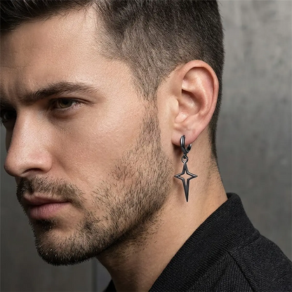 Cross star earrings, personalized punk style, fashionable adult earrings, suitable for parties, birthdays, and other occasions, unisex, unique jewelry.