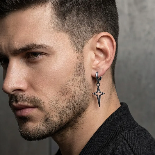 Cross star earrings, personalized punk style, fashionable adult earrings, suitable for parties, birthdays, and other occasions, unisex, unique jewelry.