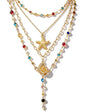 4PCS Layered Gold Cross Necklaces for Women Trendy, Bohemian Bead Pearl Y Long Pendant Necklace Set, Vintage Rosary Necklace Stack Adjustable Length
